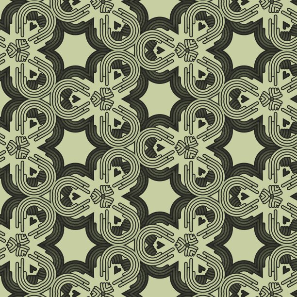 插图的一个模式的不同观赏形状对一个绿色的背景图片下载