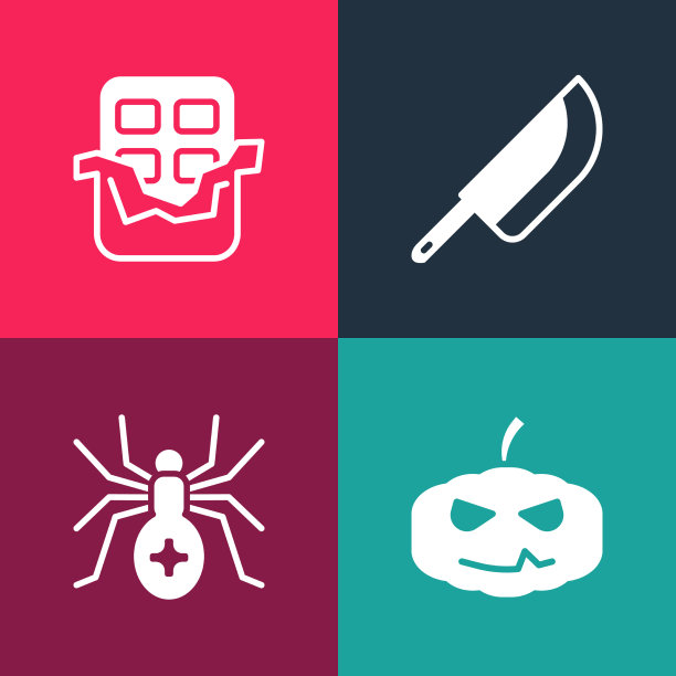 设置流行艺术南瓜蜘蛛刀和巧克力图片下载