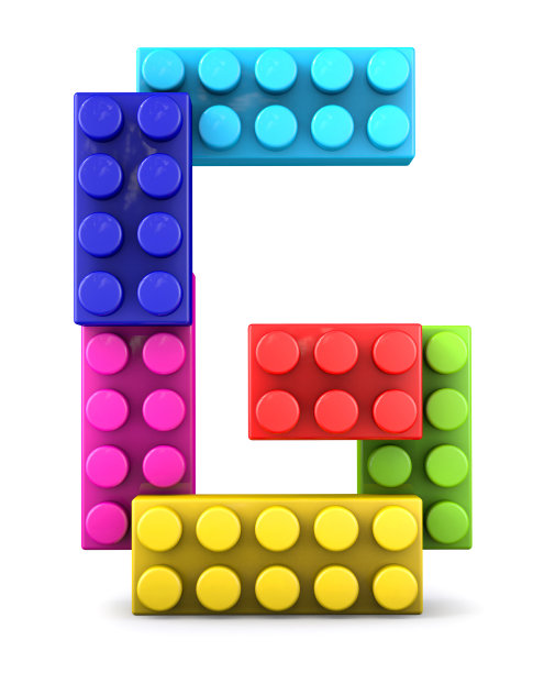 字母G由彩色砖块制成。3 d的信。3 d演示。图片下载