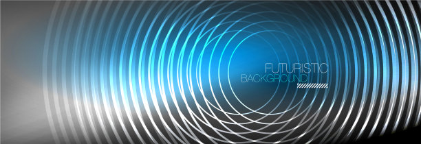 暗抽象背景与发光的霓虹灯圈图片下载