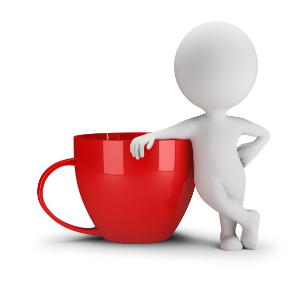 3d小人-旁边的一杯咖啡图片下载