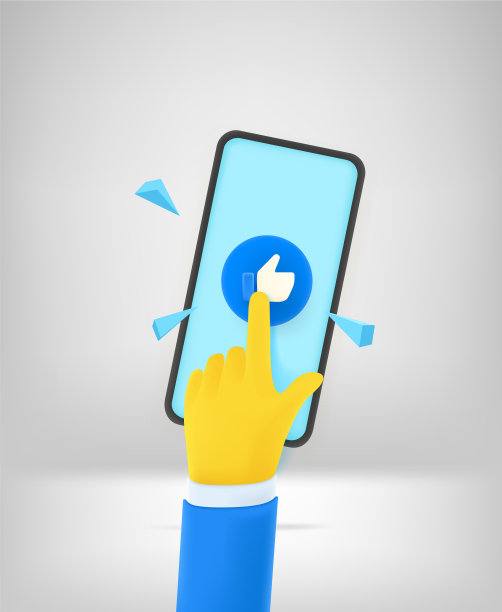 智能手机上的卡通风格手按按钮图片下载