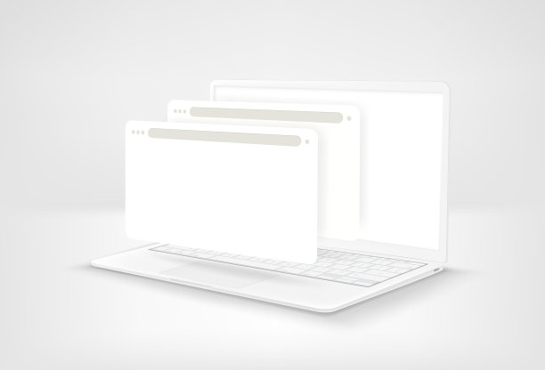 白色笔记本电脑与空白浏览器窗口在白色图片下载