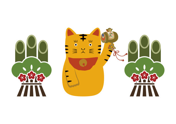 新年的材料。老虎的插图。虎年插图。十二生肖插图材料。日本幸运的事情。图片下载