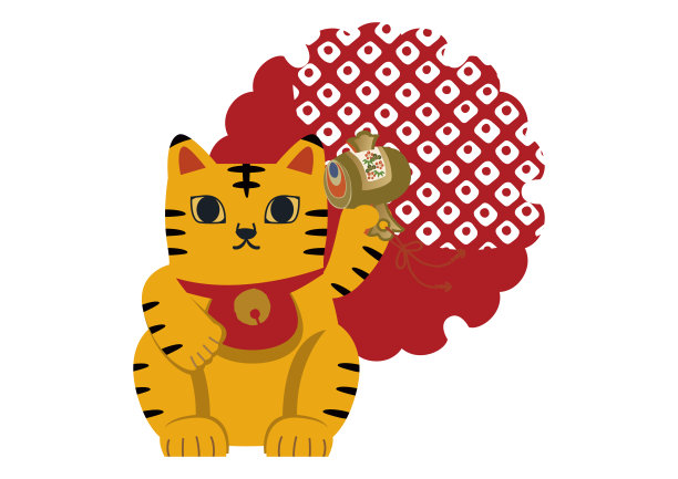 新年的材料。老虎的插图。虎年插图。十二生肖插图材料。日本幸运的事情。图片下载