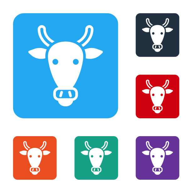 白色的牛头图标孤立在白色的背景图片下载