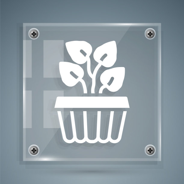 室内白色植物常青藤在花盆图标孤立上图片下载