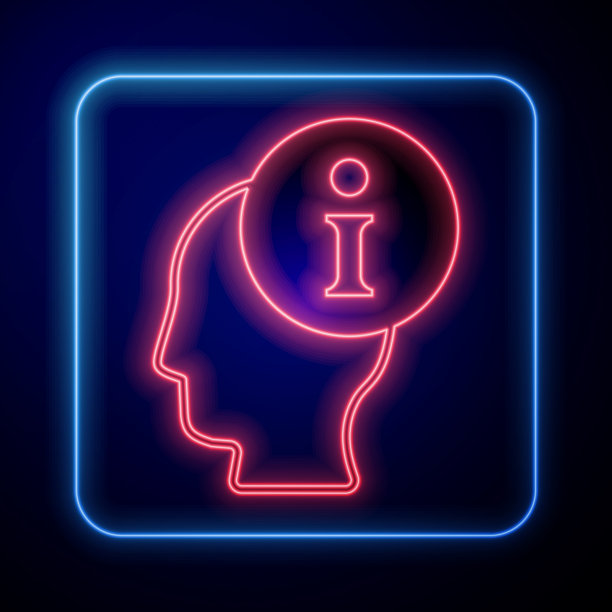 发光的霓虹灯信息图标孤立在黑色图片下载
