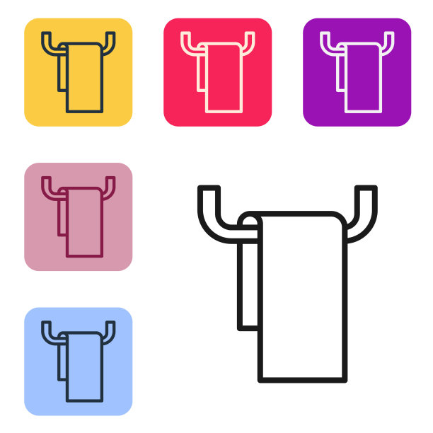 黑色线毛巾衣架上的图标孤立上图片下载