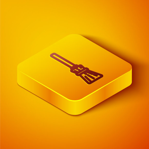 等距线女巫扫帚图标孤立图片下载