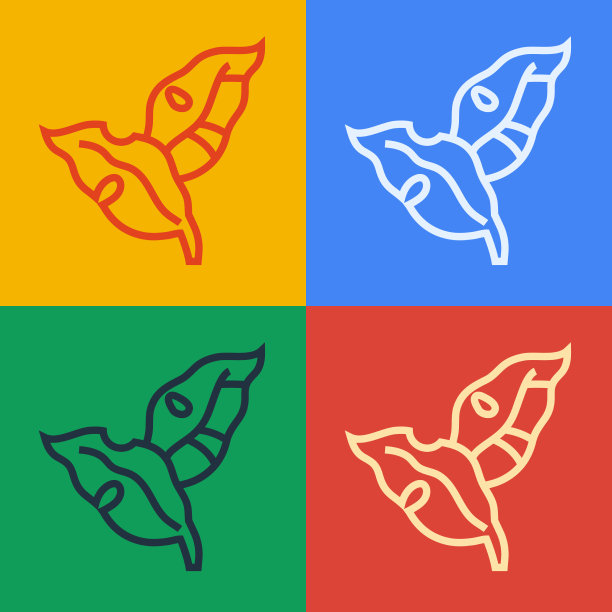 波普艺术线热带树叶棕榈树图标图片下载