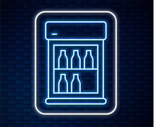 发光的霓虹灯线商业冰箱储存图片下载