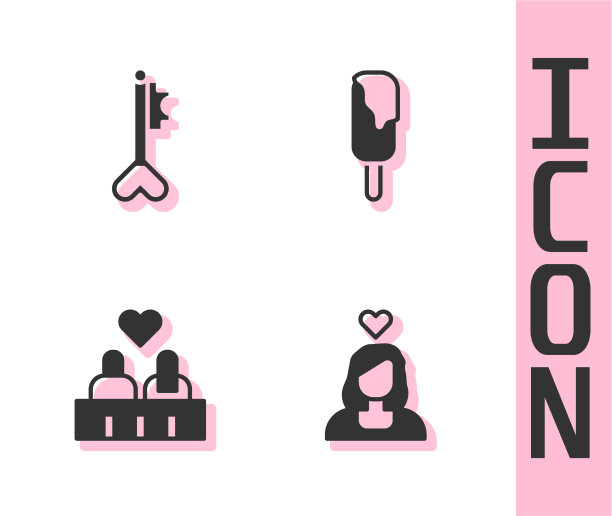 设置情侣在爱情钥匙心形和冰淇淋图片下载