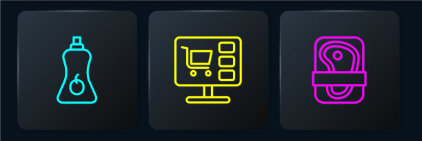 设置线酱瓶肉包装牛排和图片下载