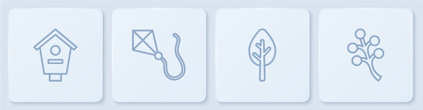 设线鸟屋森林风筝和开花树图片下载