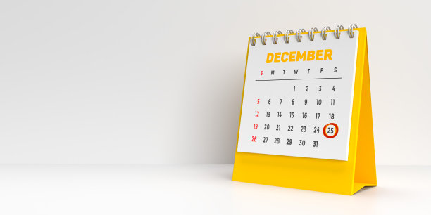 每月3D日历为十二月二十五日提醒圣诞礼物购物图片下载