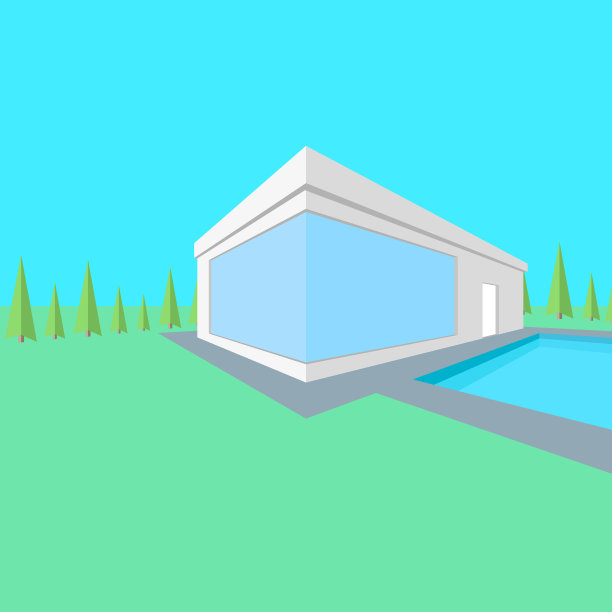 乡村现代平房三维等距图片下载