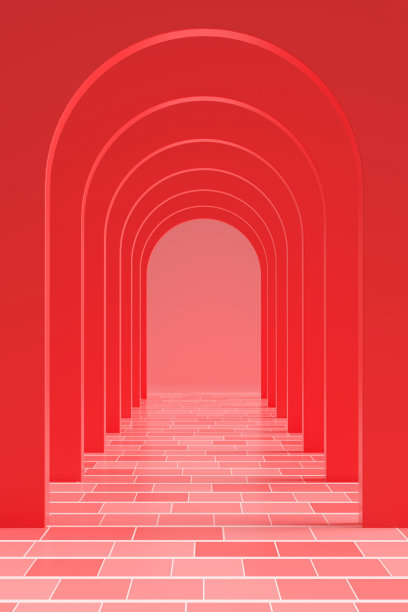 三维渲染拱形隧道和走廊图片下载