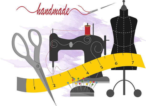 缝纫机人体模型剪刀和大头针图片下载