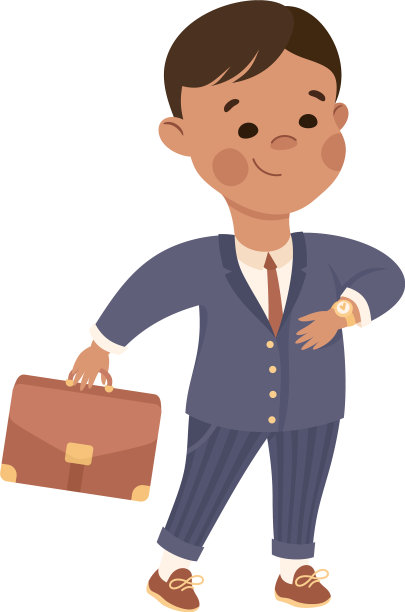 开朗的男孩穿着西装，带着公文包图片下载