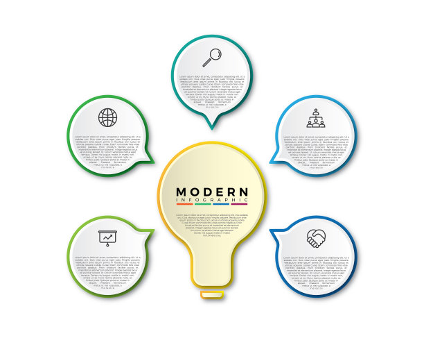 商业信息图的灯泡模板图片下载