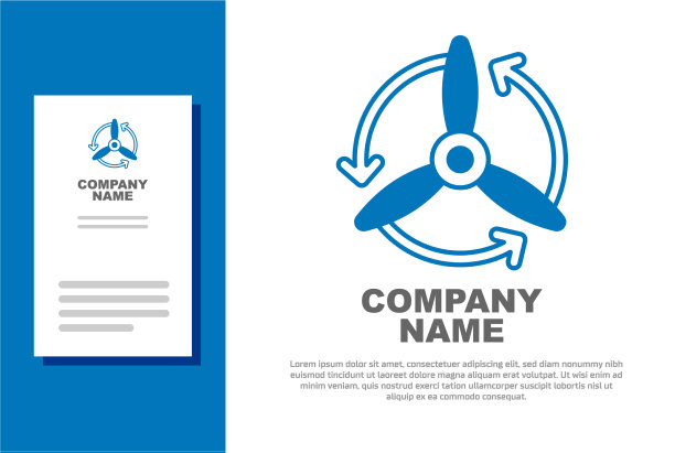 蓝色风力涡轮机图标孤立在白色图片下载