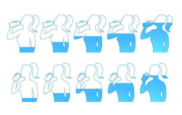 女性剪影饮水图片下载