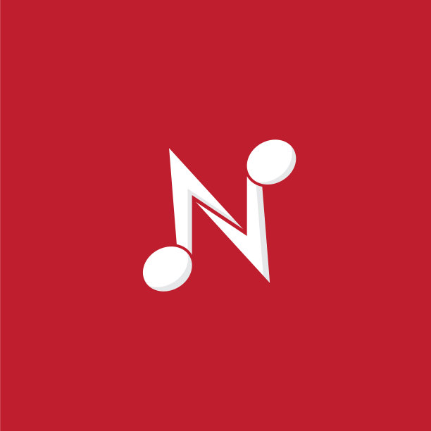 字母n字母音乐标志设计孤立上图片下载