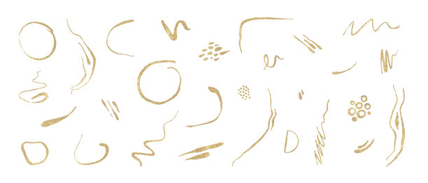 抽象的元素。在白色背景上的金色线条和斑点的插图。一套抽象的现代版画。的象征。墙艺术。海报。的名片。图片下载