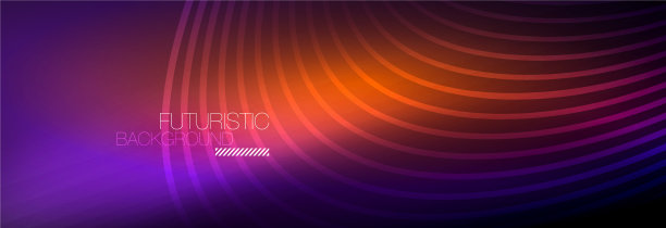 暗抽象背景与发光的霓虹灯圈图片下载