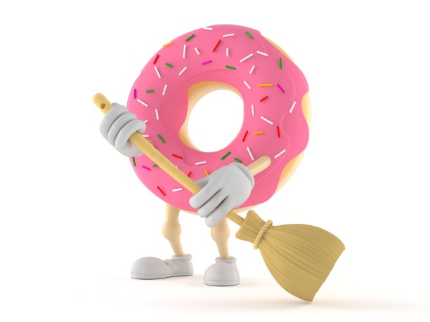 甜甜圈人物扫地图片下载