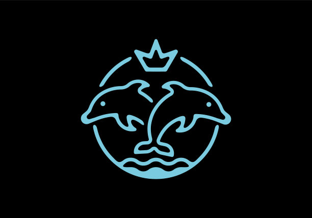 蓝黑线艺术海豚王图片下载