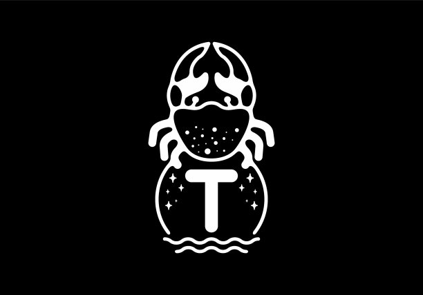 白黑蟹线艺术与t首字母图片下载