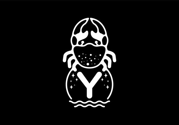 白黑蟹线艺术与y首字母图片下载