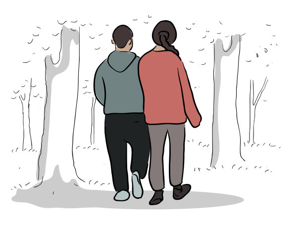 在公园散步的夫妇图片下载