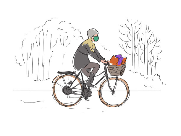 骑自行车的蒙面女孩图片下载