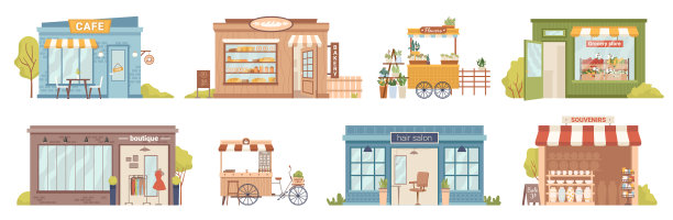 小型商业楼设有咖啡厅美发沙龙店图片下载