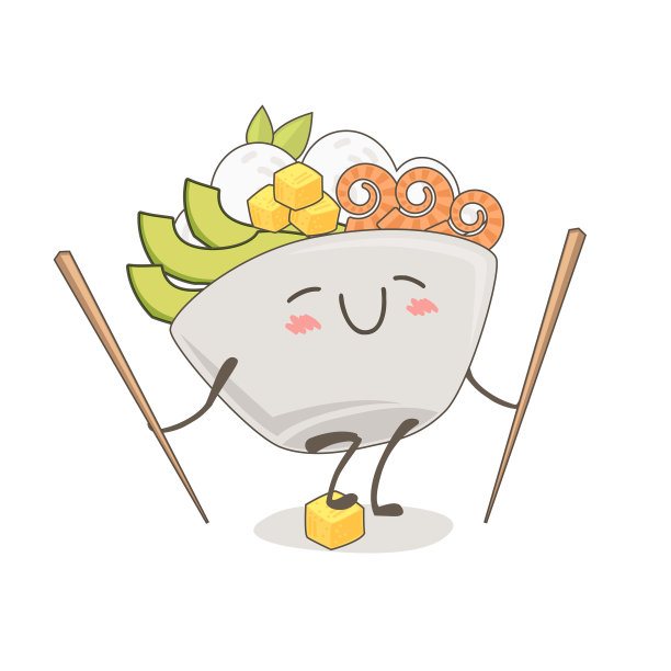 可爱的画一个戳碗卡哇伊食物图片下载