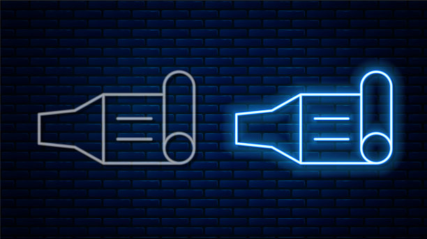 发光的霓虹灯线生日派对喇叭图标图片下载