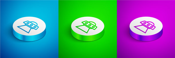 等距线UFO飞行宇宙飞船图标孤立图片下载