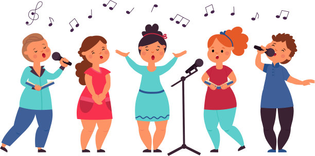 孩子唱诗班可爱的唱歌孩子声乐艺术女孩图片下载