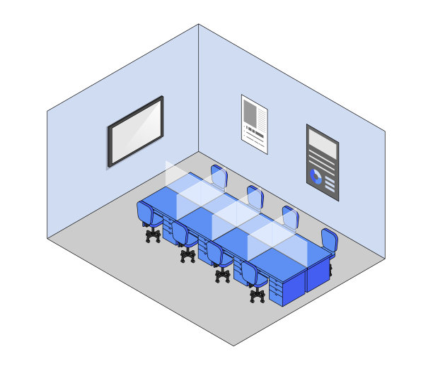 等距视图矢量插图与分区，监视器和办公室。图片下载