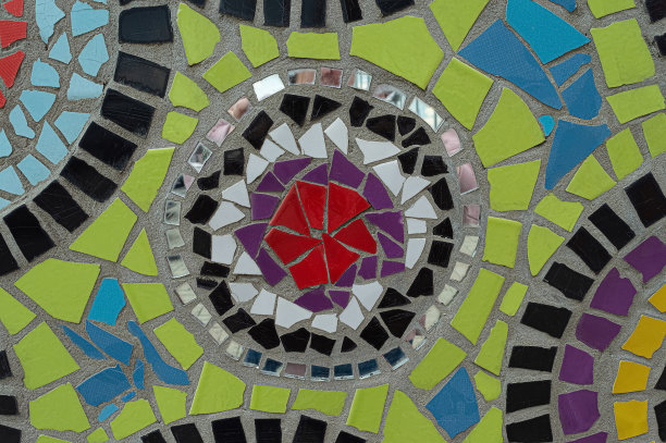 风化的彩色万花筒马赛克破碎的瓷砖图片下载