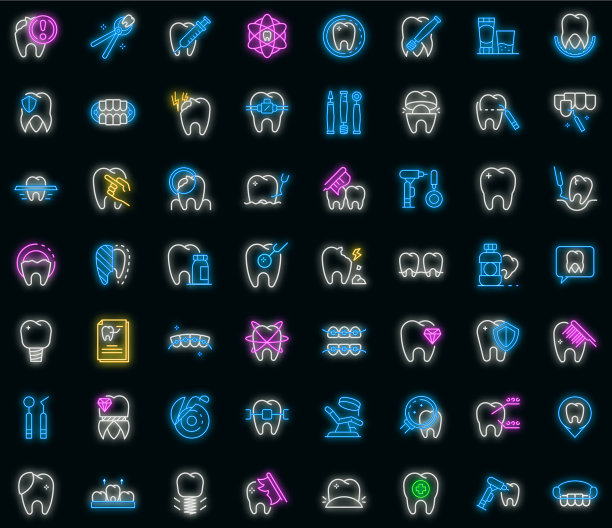 牙齿修复图标设置霓虹灯图片下载