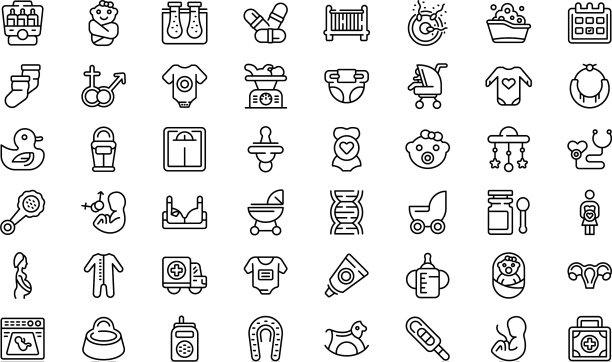 孕妇图标设定了轮廓风格图片下载