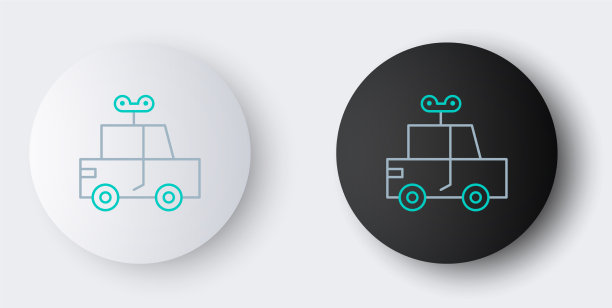 线玩具汽车图标孤立在灰色背景图片下载