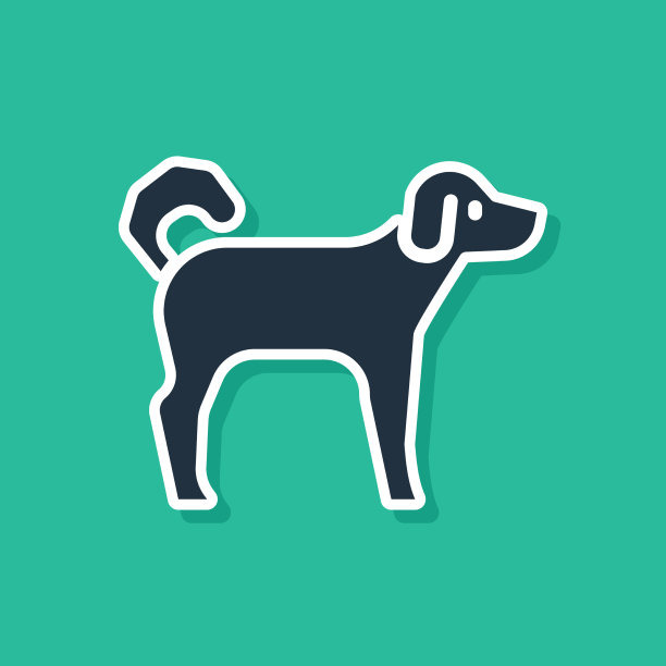 蓝色的狗图标孤立在绿色的背景图片下载