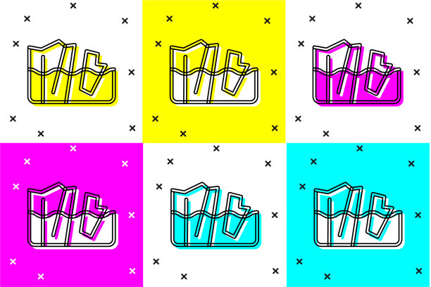 设置冰川融化图标孤立的颜色图片下载