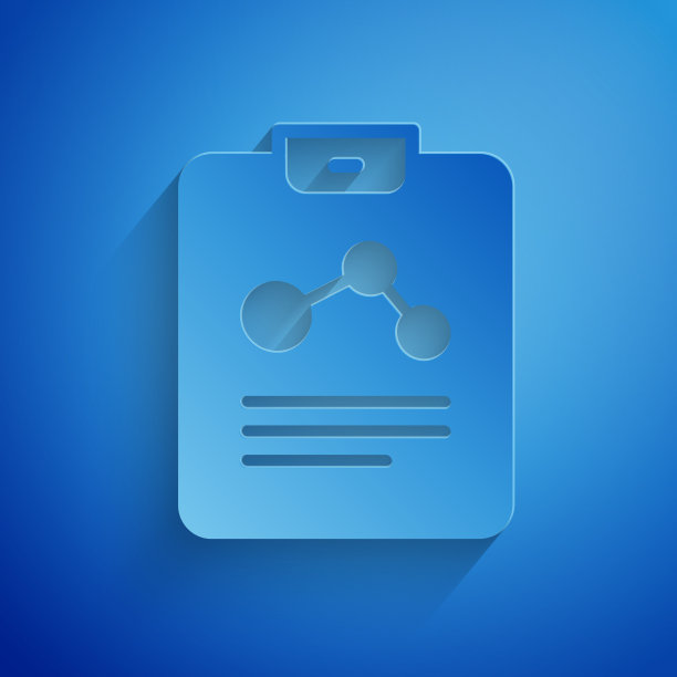 剪纸化学报告图标孤立在蓝色图片下载