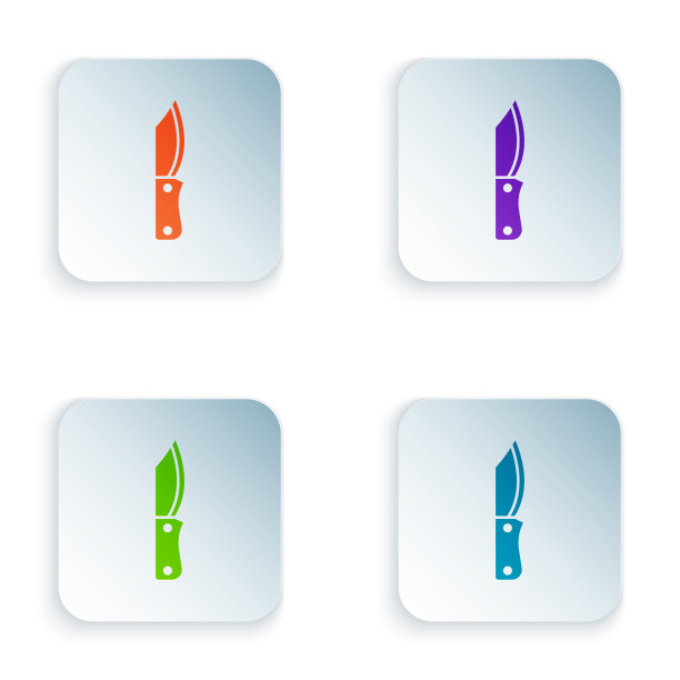 彩色军刀图标孤立在白色上图片下载